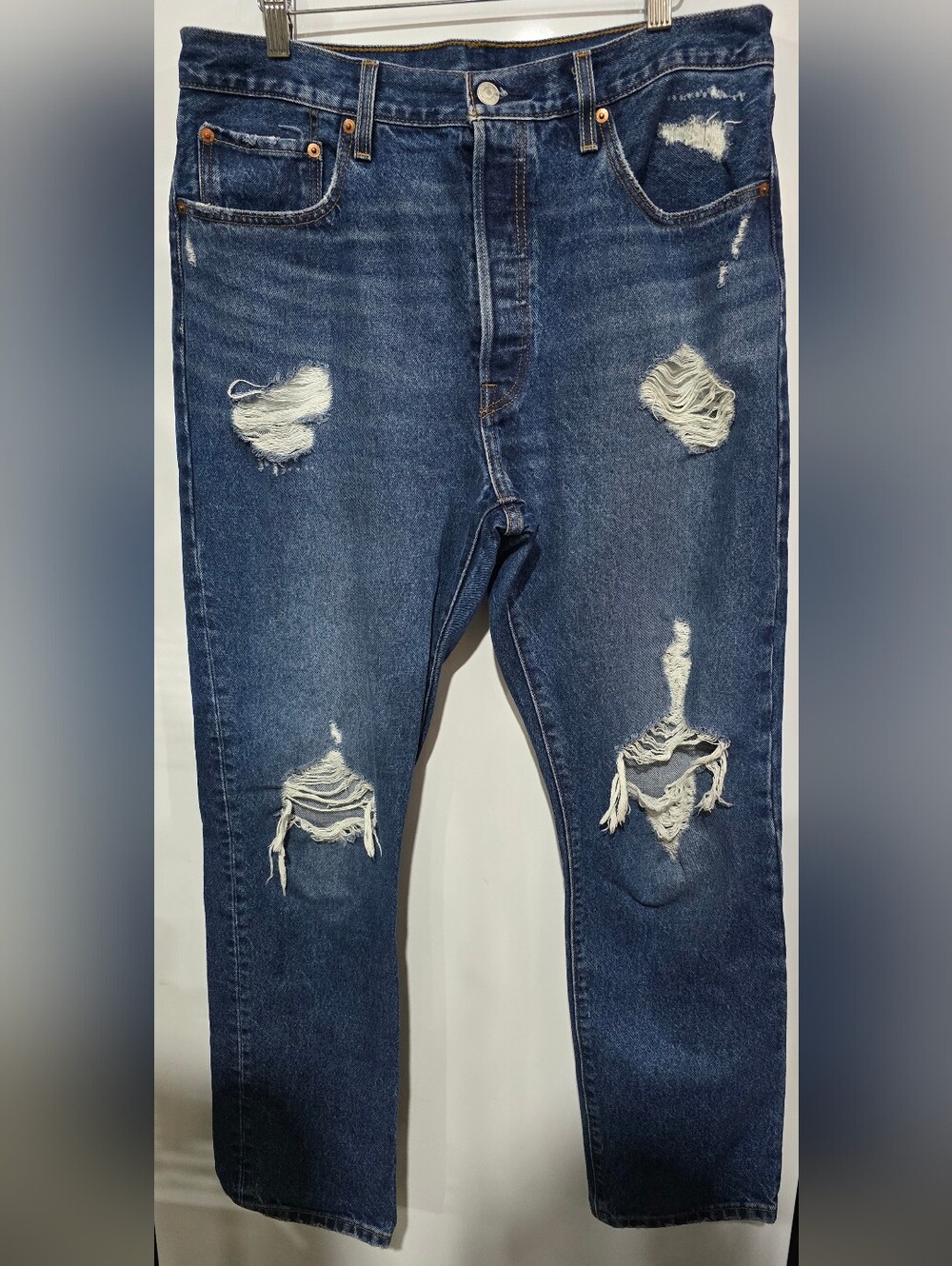 ​Levi's 501 Original Fit Distressed Ripped Blue Jeans W32 L30
